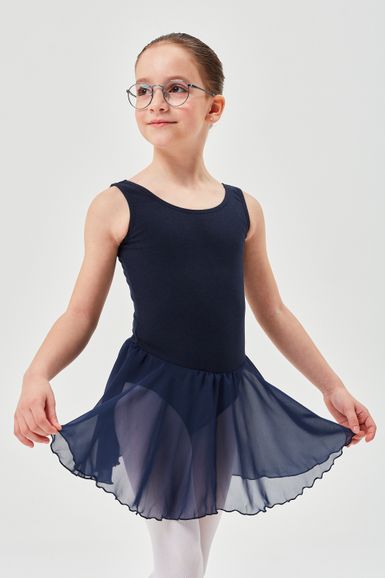 ballet leotard "Minnie" with chiffon skirt, navy blue