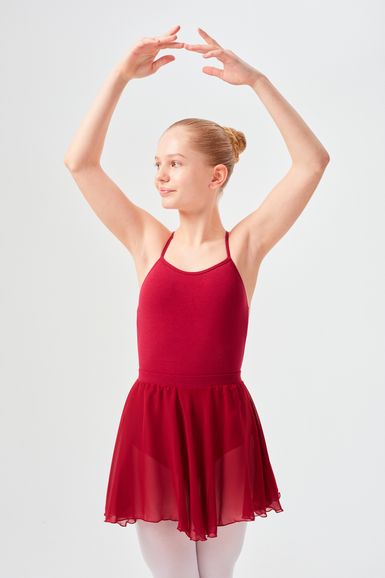 Slip-on ballet skirt "Eva", one layer of chiffon, burgundy