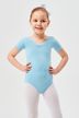 Short-sleeved ballet leotard "Lisa" with rhinestone appliqué, light blue 1