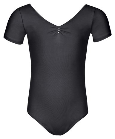 Kurzarm Ballett Trikot "Lisa" mit Strasssteinen, schwarz