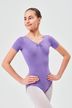 Short-sleeved ballet leotard "Lisa" with rhinestones, lavender 1