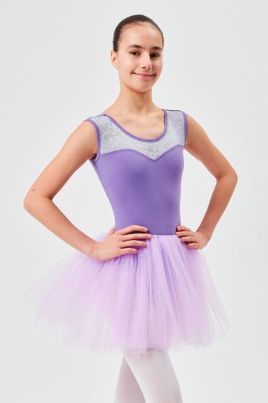 Ballet tutu "Lottie", wide straps with lace insert, lavender