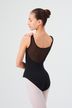 ballet leotard "Emilia", wide straps with mesh insert, black 2