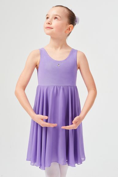 ballet leotard "Helena" with wide straps and chiffon skirt, lavender