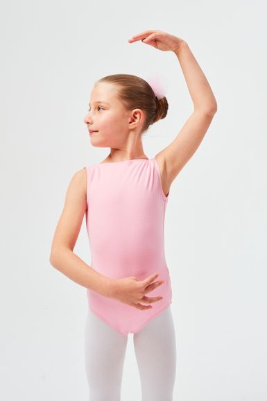 ballet leotard "Linda", sleeveless, low back, pink