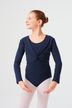 Ballet Long-sleeved top "Mia" with twist, navy blue 1