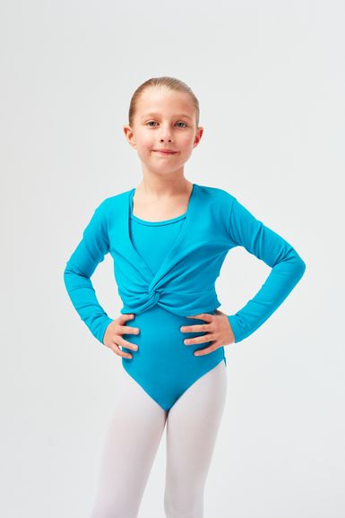 Ballet Long-sleeved top "Mia" with twist, petrol