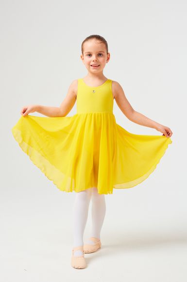 ballet leotard "Helena" with wide straps and chiffon skirt, yellow