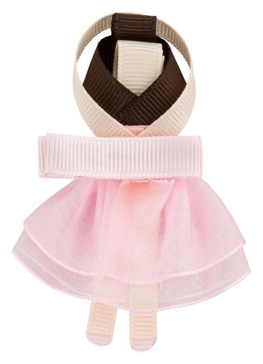 Haarspange aus Band im Stil einer Ballerina mit rosa Tutu und braun-cremefarbenem Mieder.