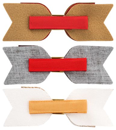 Drei schleifenförmige Haarspangen in Braun