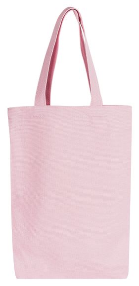 Eine schlichte hellrosa Tragetasche aus Segeltuch mit zwei Griffen