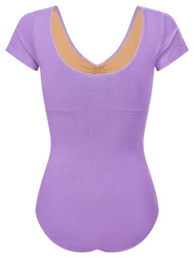 Damen Ballettanzug Fenja mit kurzen Ärmeln in lavendel - Rückansicht