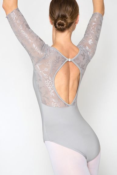 Damen Ballettanzug Ulla mit 3/4 Ärmeln aus Mesh und Cut-Out Rücken