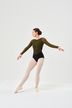 Ladies Long-sleeved ballet leotard Bianca with gold black mesh inserts 3