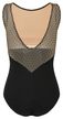 Sleeveless women's ballet leotard Bine with gold and black mesh inserts 6