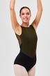 Sleeveless women's ballet leotard Bine with gold and black mesh inserts 1