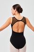 Sleeveless women's ballet leotard Bea with gold and black mesh inserts 2