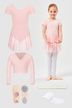 Ein junges Mädchen in rosa Ballettkleidung - Ballett Starter Set mit Trikot, Ballettschuhen und Strumpfhose. 1