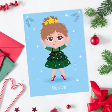 Postkarte Weihnachten: Ballerina im Relevé