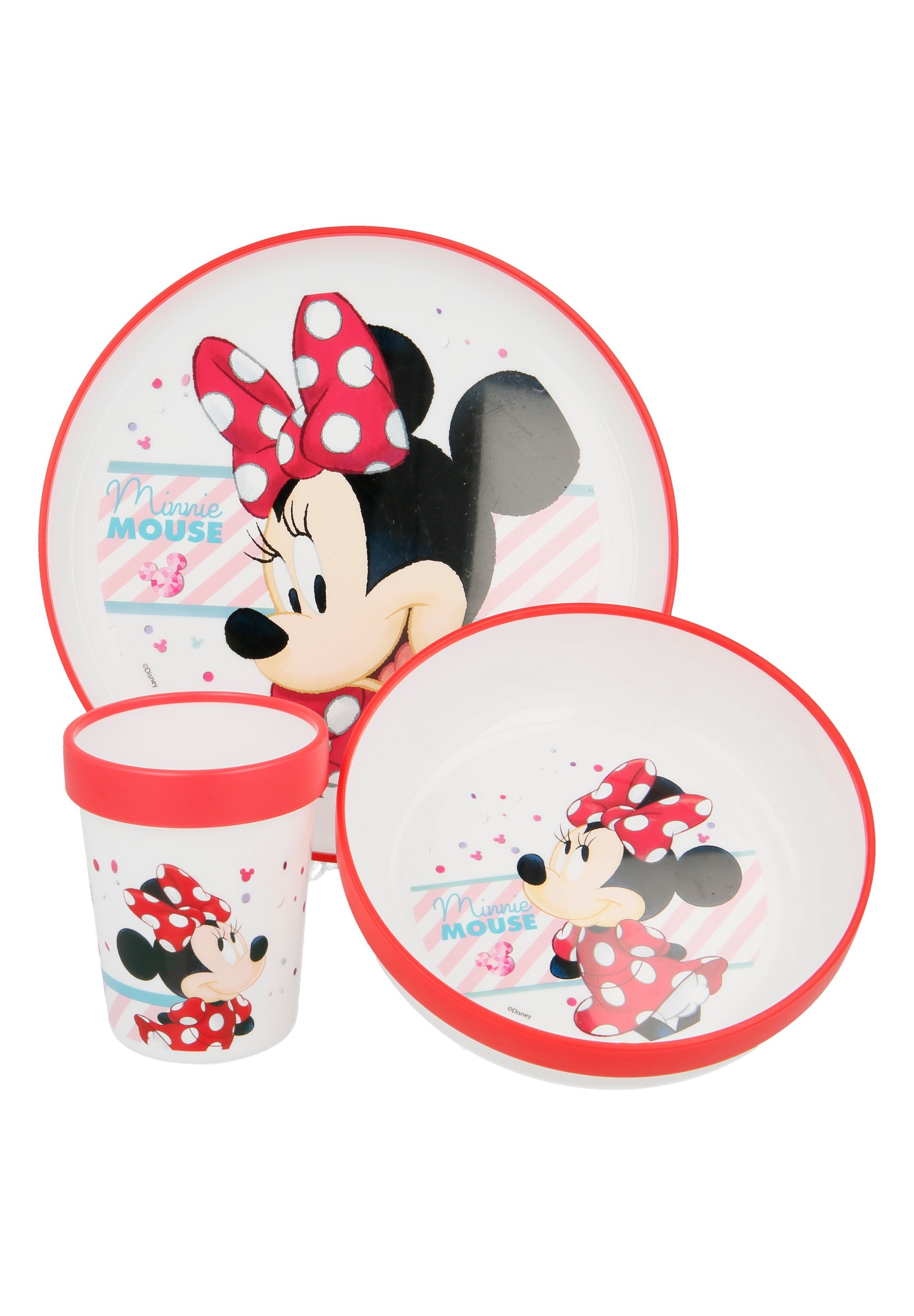 Disney Minnie Mouse Mini Maus Frühstücks-Set Bambus Öko Bio Geschirr 3-tlg.