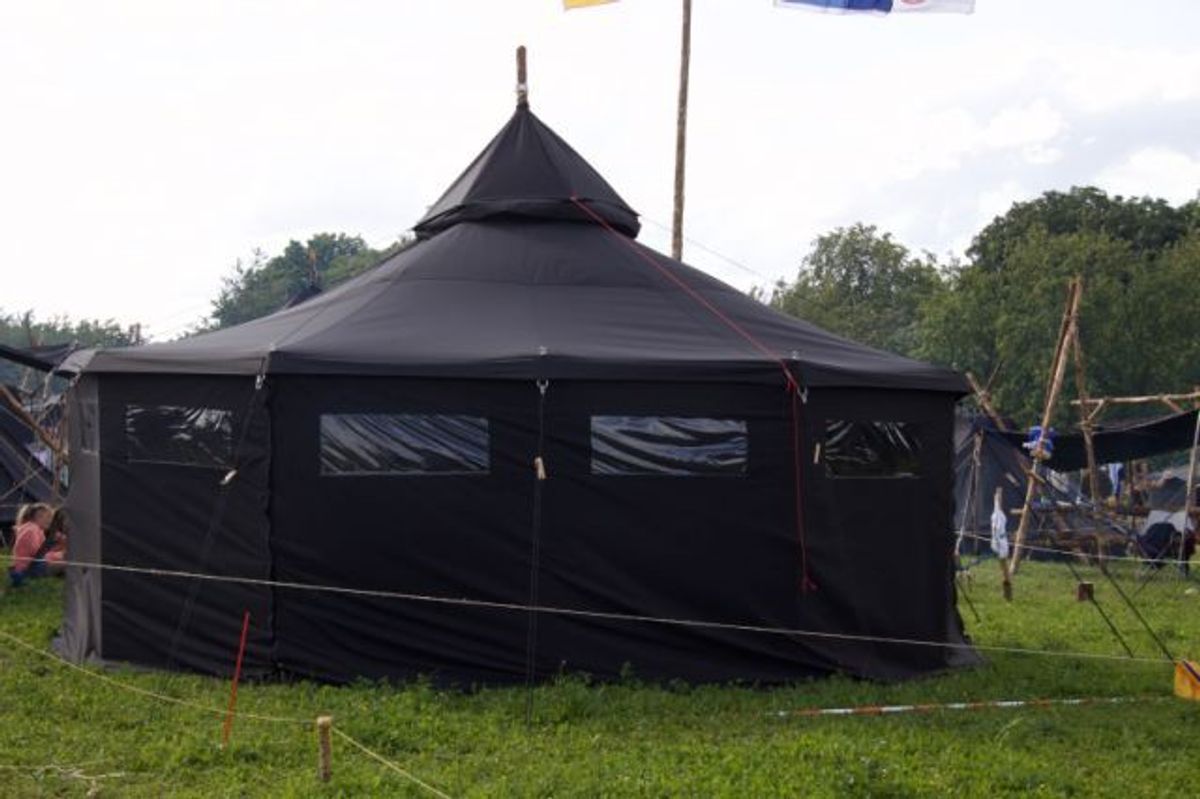Paket] RR Schlaufen-Jurte-Komplett, ca. 6m  Lange Seitenwand - 340 g/  Steildachjurte schwarz | Seegler Outdoor