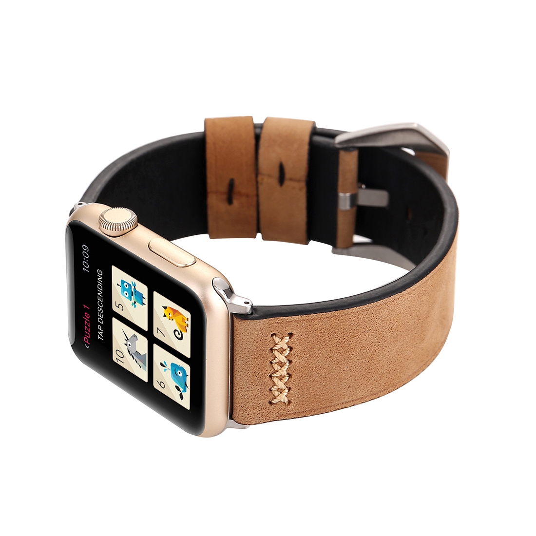 Echtleder Leder Armband Khaki für Apple Watch Serie 1 / 2 ...