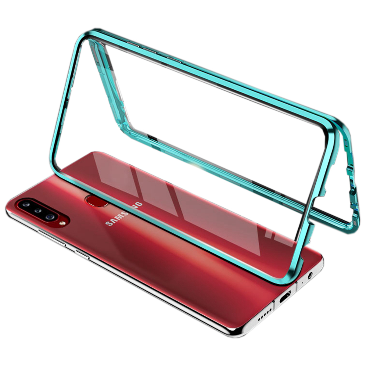 Beidseitiger 360 Grad Magnet Glas Case Hülle Handy Tasche Bumper