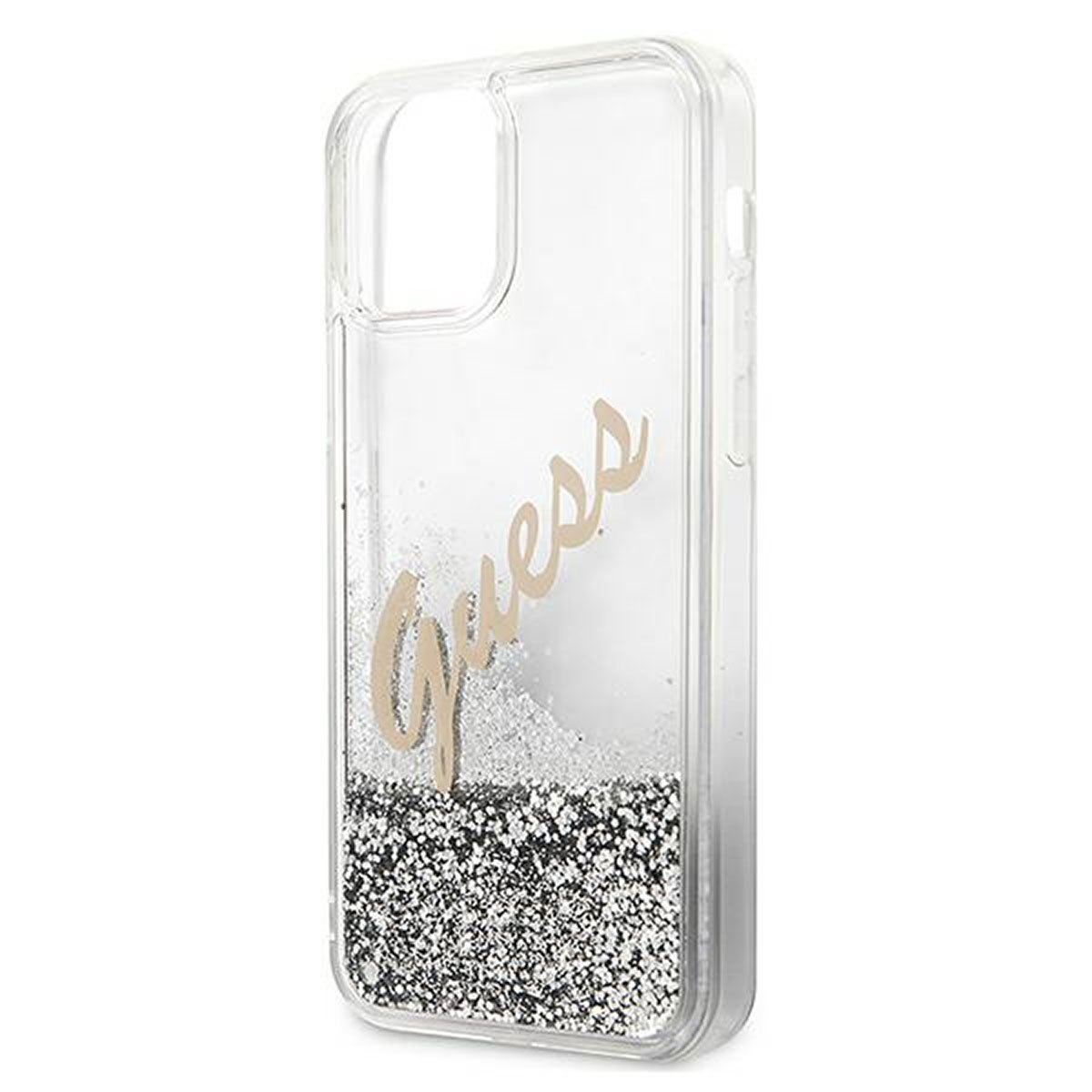 Guess Apple iPhone 12 Mini Silber Glitter Vintage Script Glitzer Hard Case  Cover Schutzhülle Etui | Wigento