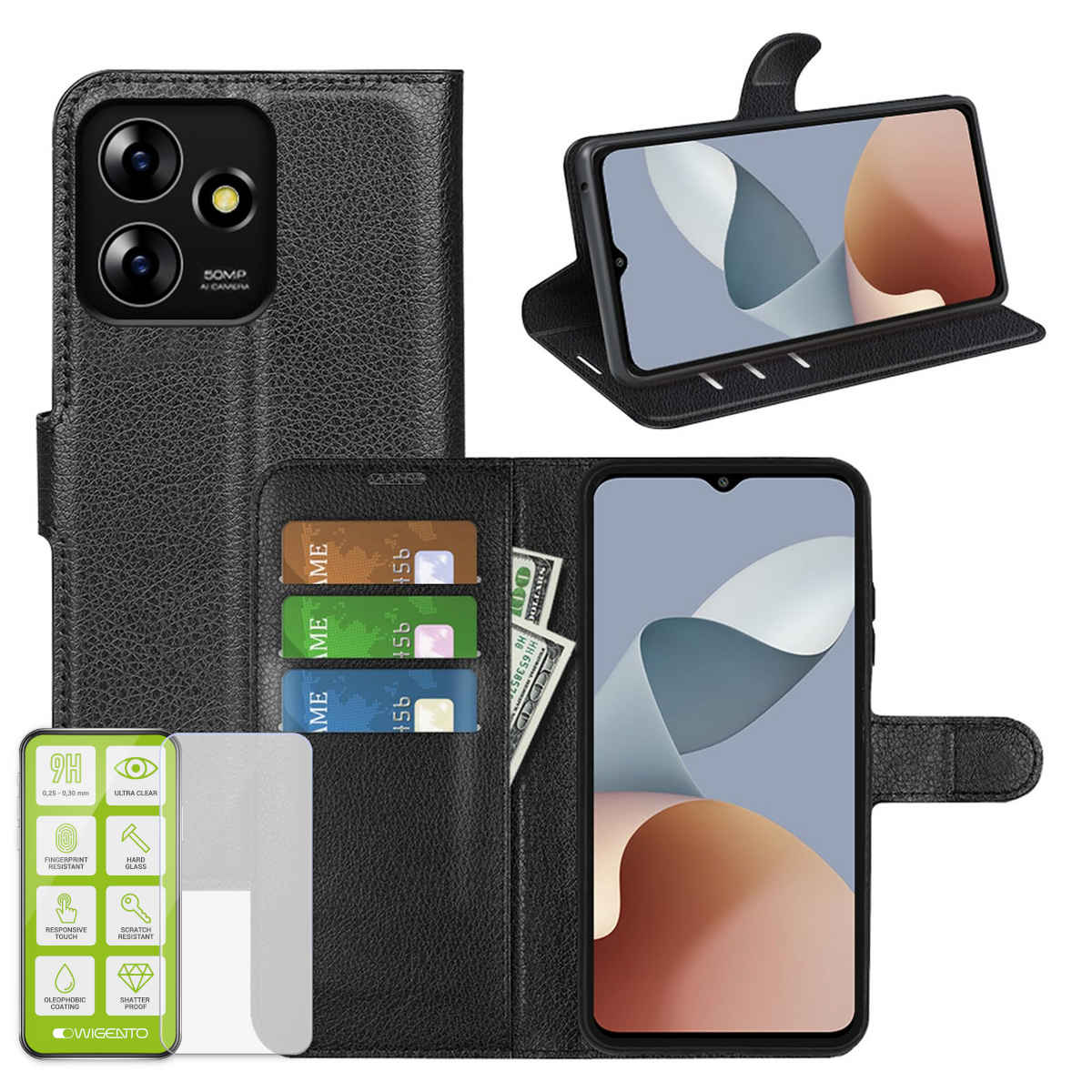 Paket] Für ZTE Blade A73 4G V50s Axon 50 Lite Book Wallet Tasche