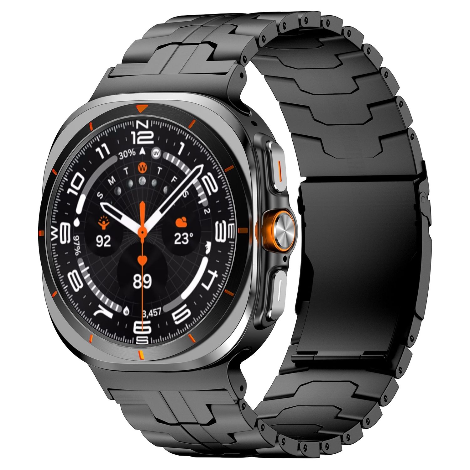 Samsung Galaxy Watch 3 Armband Metall Für Samsung Galaxy Watch Ultra 47mm Three Bead Metall Armband Schwarz
