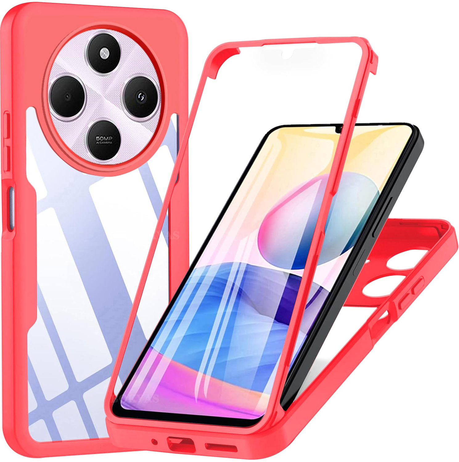 Fr Xiaomi Redmi 14C Full Cover 360 Acrylic Hybrid TPU Hlle Case Rot |  Wigento