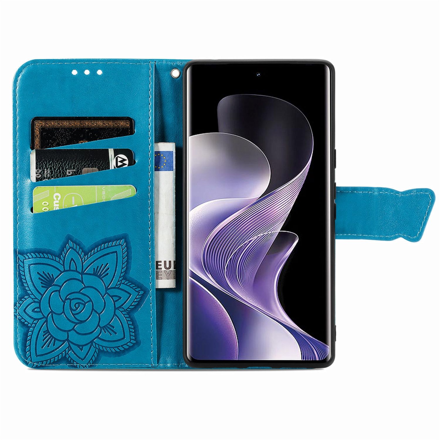 Leder-Hülle Für Xiaomi Redmi Note 14 5G – Mit 3D-Schmetterling, Kartenfach & Standfunktion