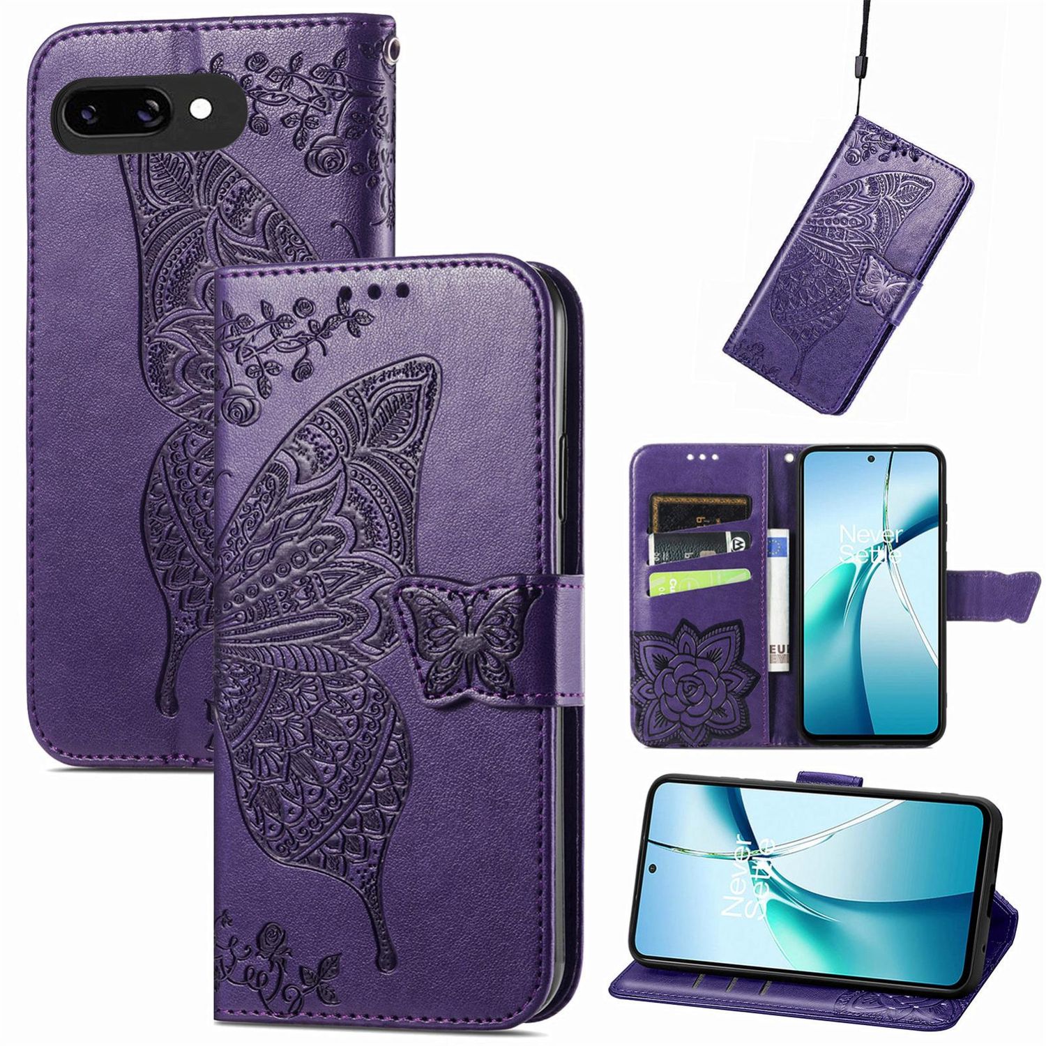 Für Google Pixel 9a Kunstleder Schmetterling Handy Tasche Hülle