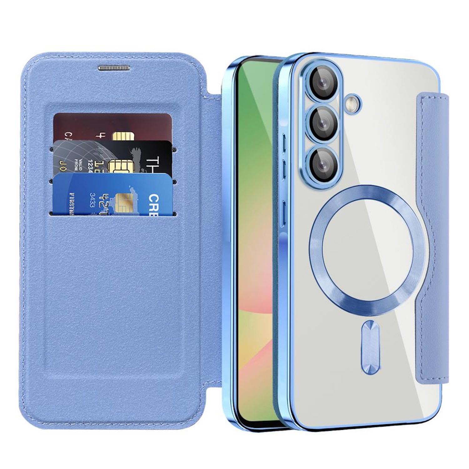 Fr Samsung Galaxy A56 5G Magsafe RFID Kunstleder Schutz Hlle H- Blau |  Wigento
