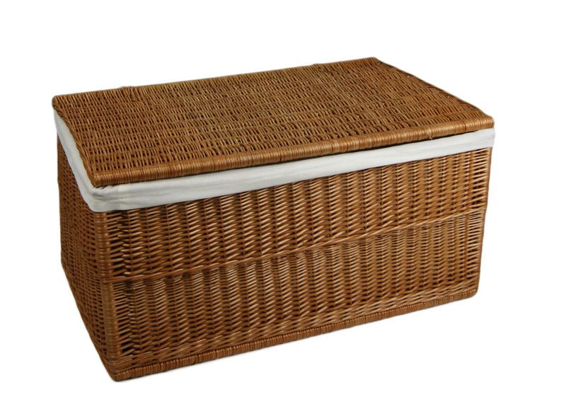 Weide-Wäschetruhe Wäschekorb mit Deckel Wäschesammler Kleidertruhe