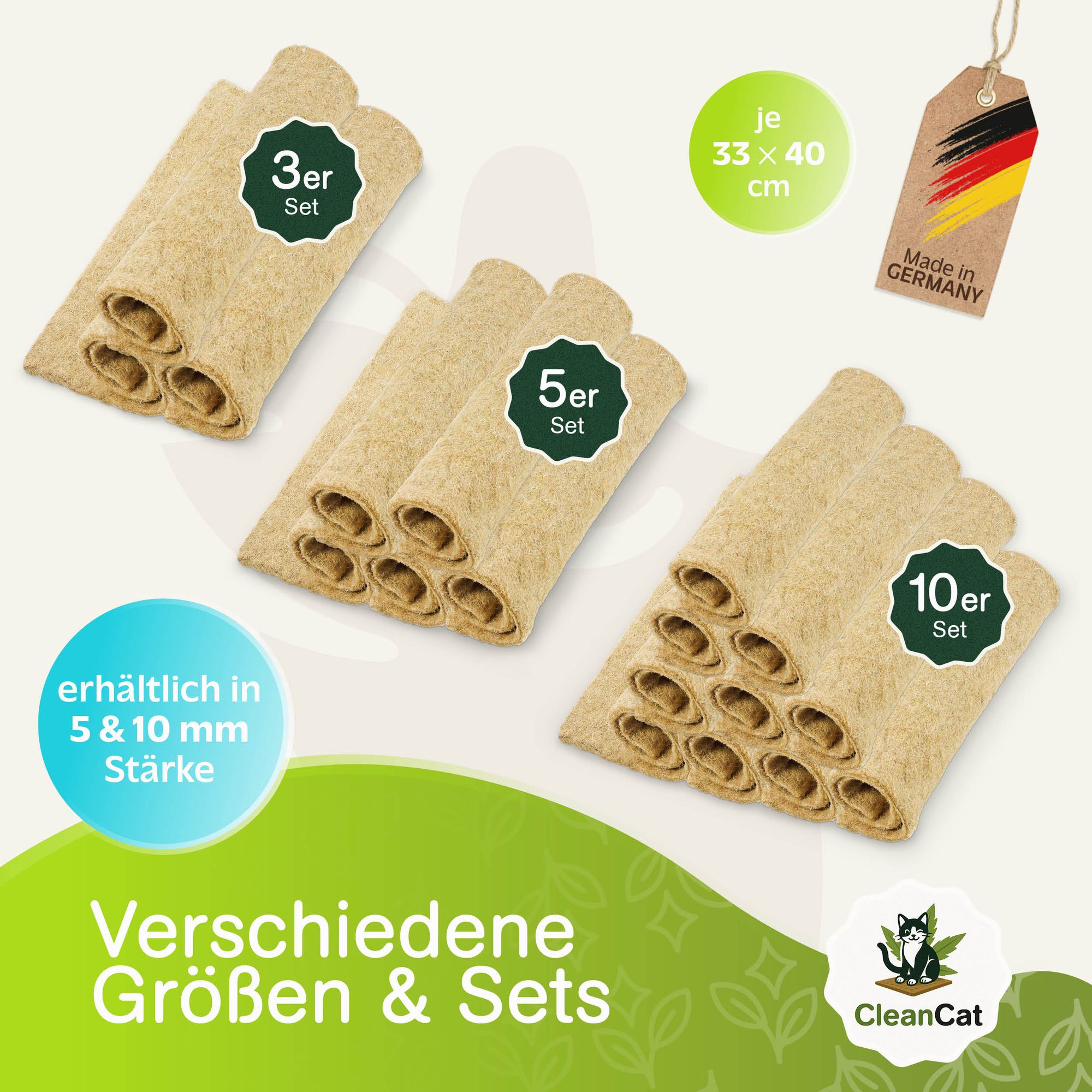 CleanCat Hanfmatte - Katzenstreu Ersatz HANF | Geruchsneutralisierend  Katzenklo | BIO Katzenmatte staubfrei fr Katzentoilette | Katzenstreumatte  zuschneidbar | Katzenklomatte natur | animal-design