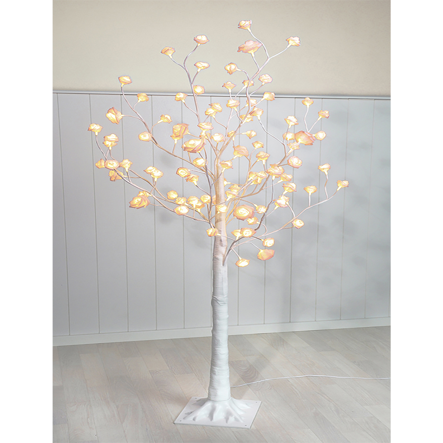 LED Baum Lichterbaum Rosen Rosenbaum Lichterbäumchen Bäumchen Blüten weiß Deko