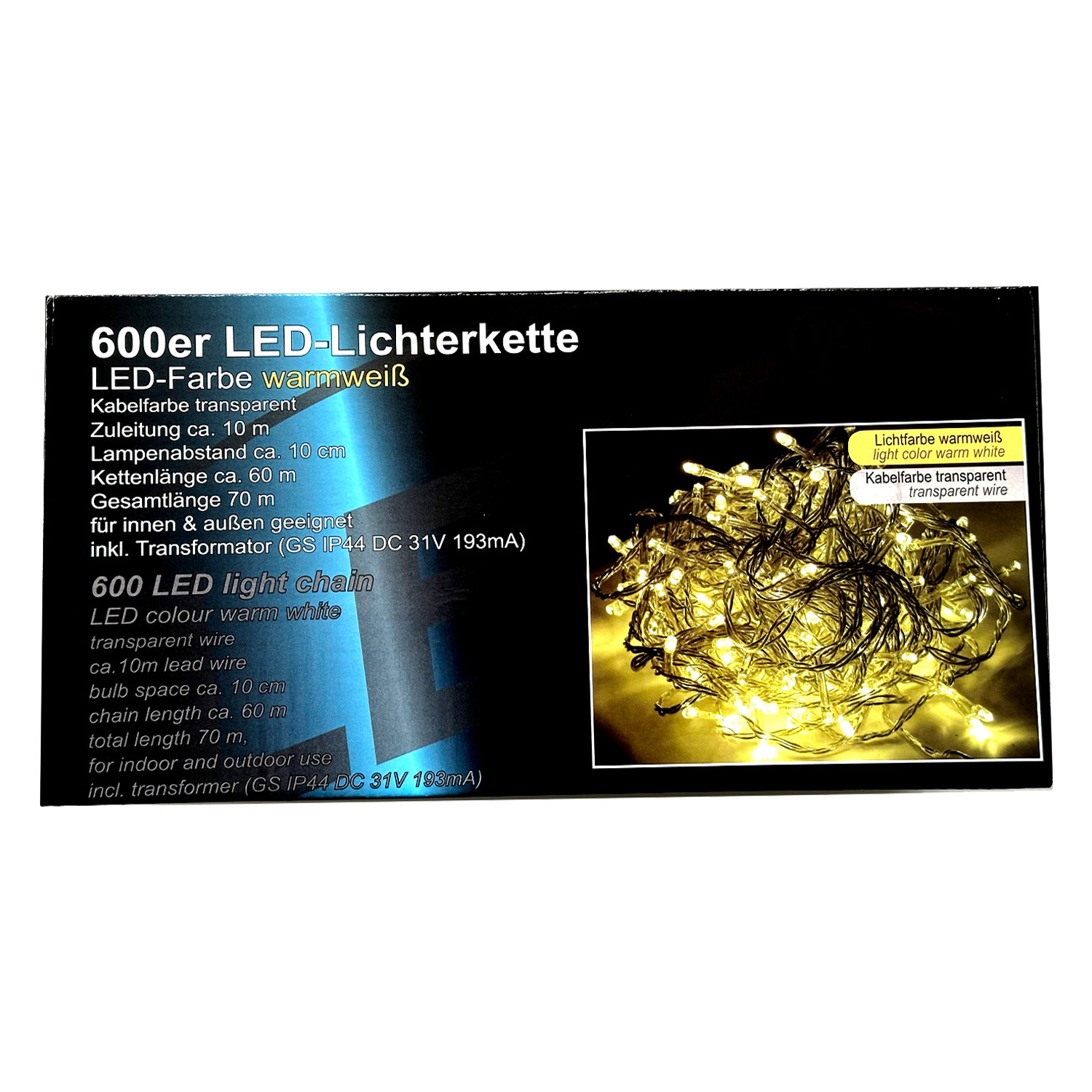 600 LED Lichterkette 70m Warmweiß - Weihnachtsbeleuchtung Für Innen & Außen