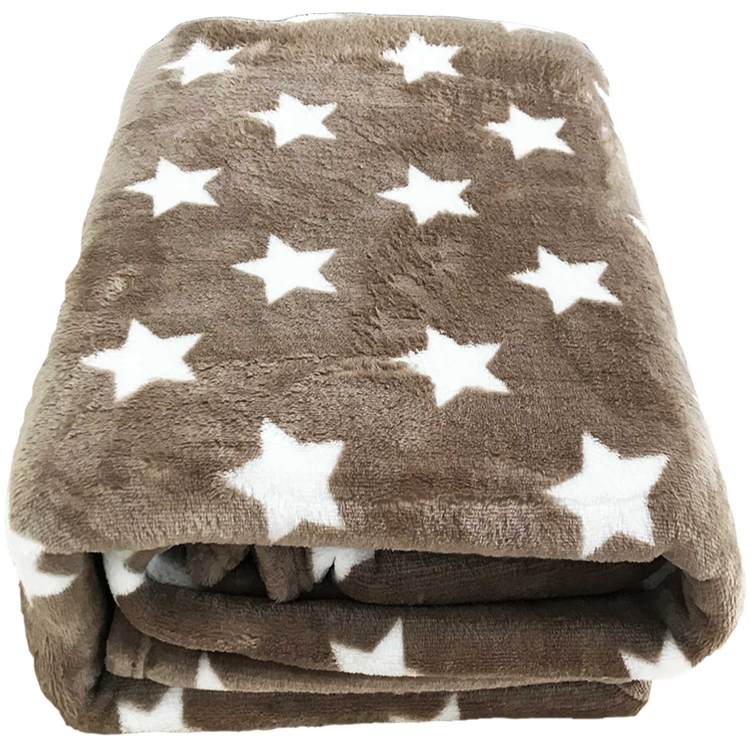 Kuscheldecke Wohndecke Flanell Decke beige 180x220cm Sternenmotiv