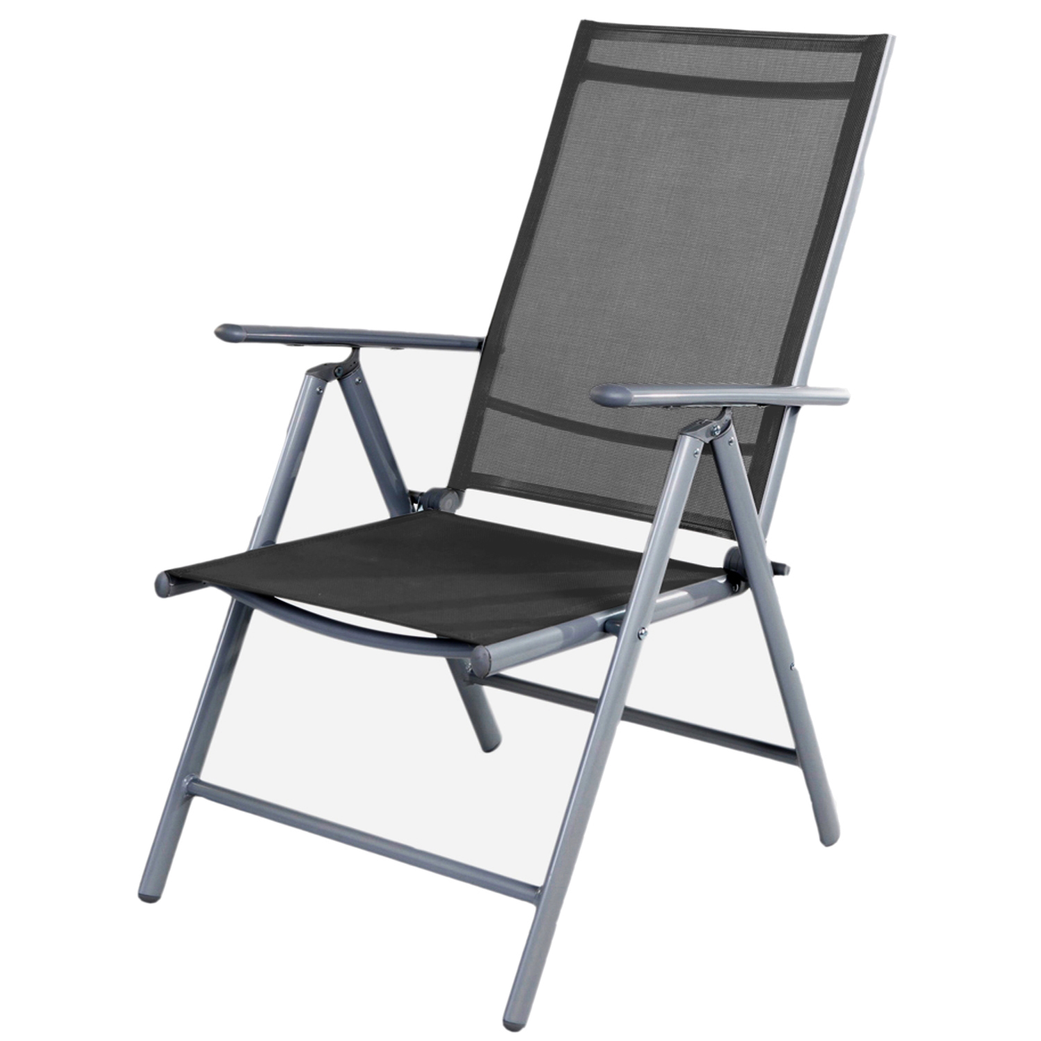 Positionsstuhl Klappstuhl Hochlehner Aluminium 7- Positionen Silber