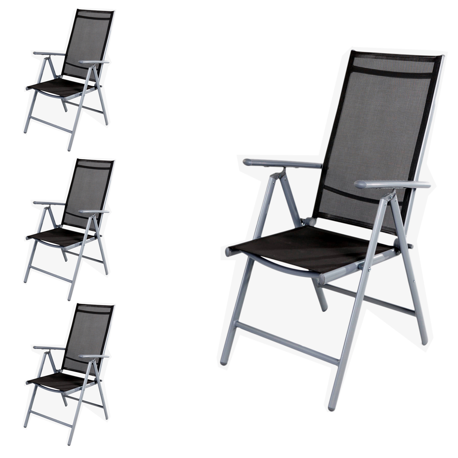 4 Stück Positionsstuhl Klappstuhl Hochlehner Aluminium 7 Positionen