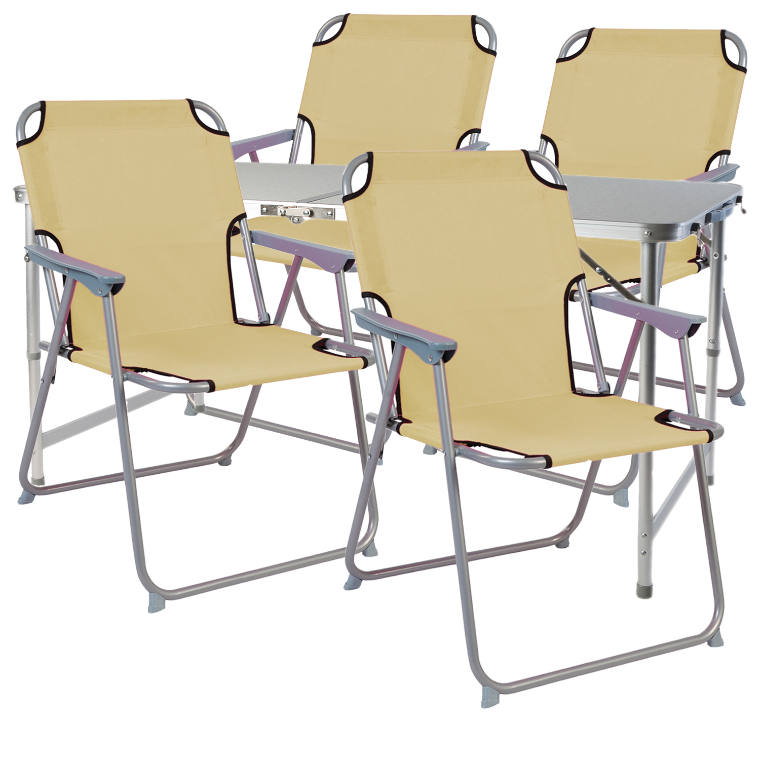 FineHome Campingmöbel Set 5-teilig - 4 Stühle + XXL Tisch Aluminium Limegrün