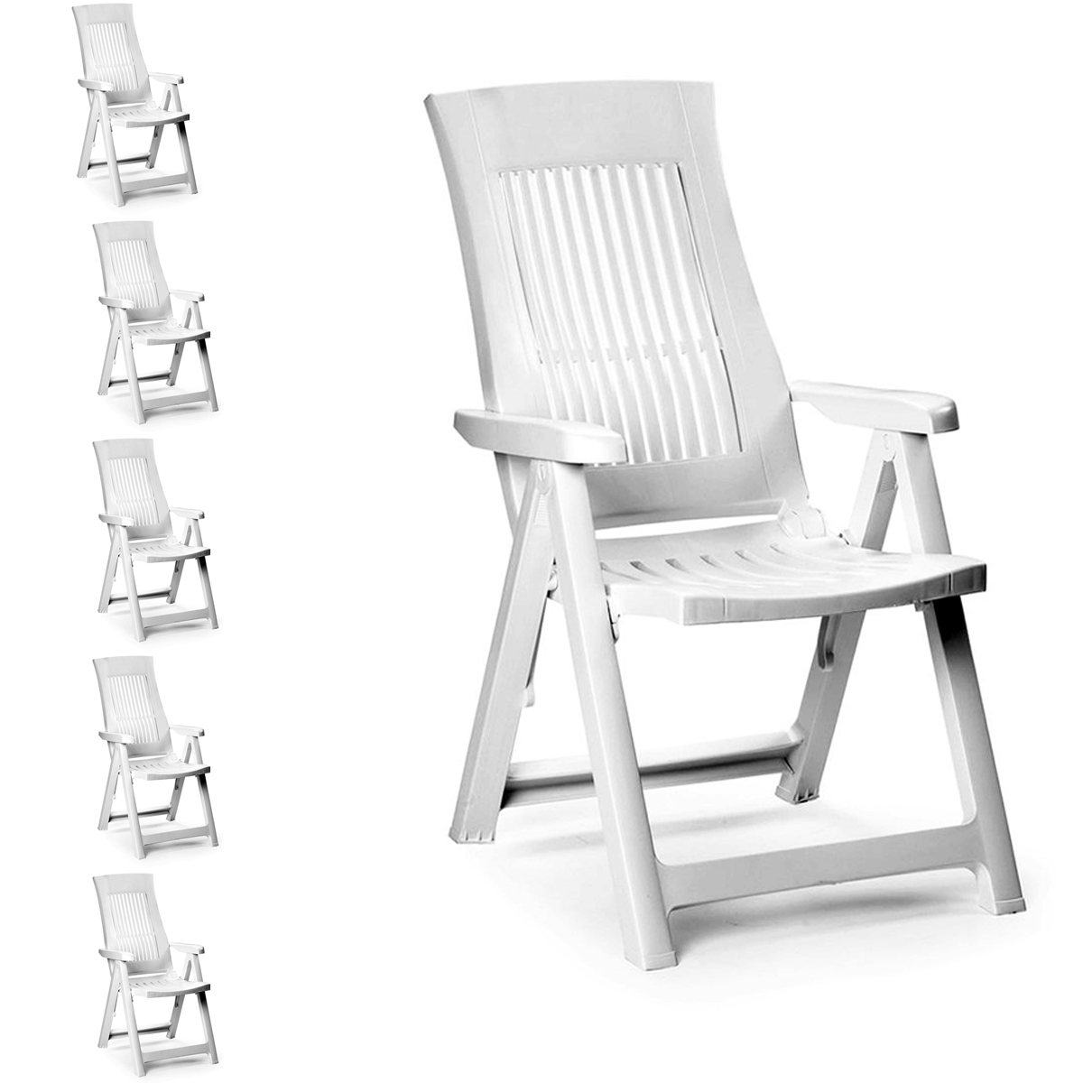 6 Stk. Bequeme Klappsessel Klappstuhl Positionsstuhl 5-Pos. Kunststoff