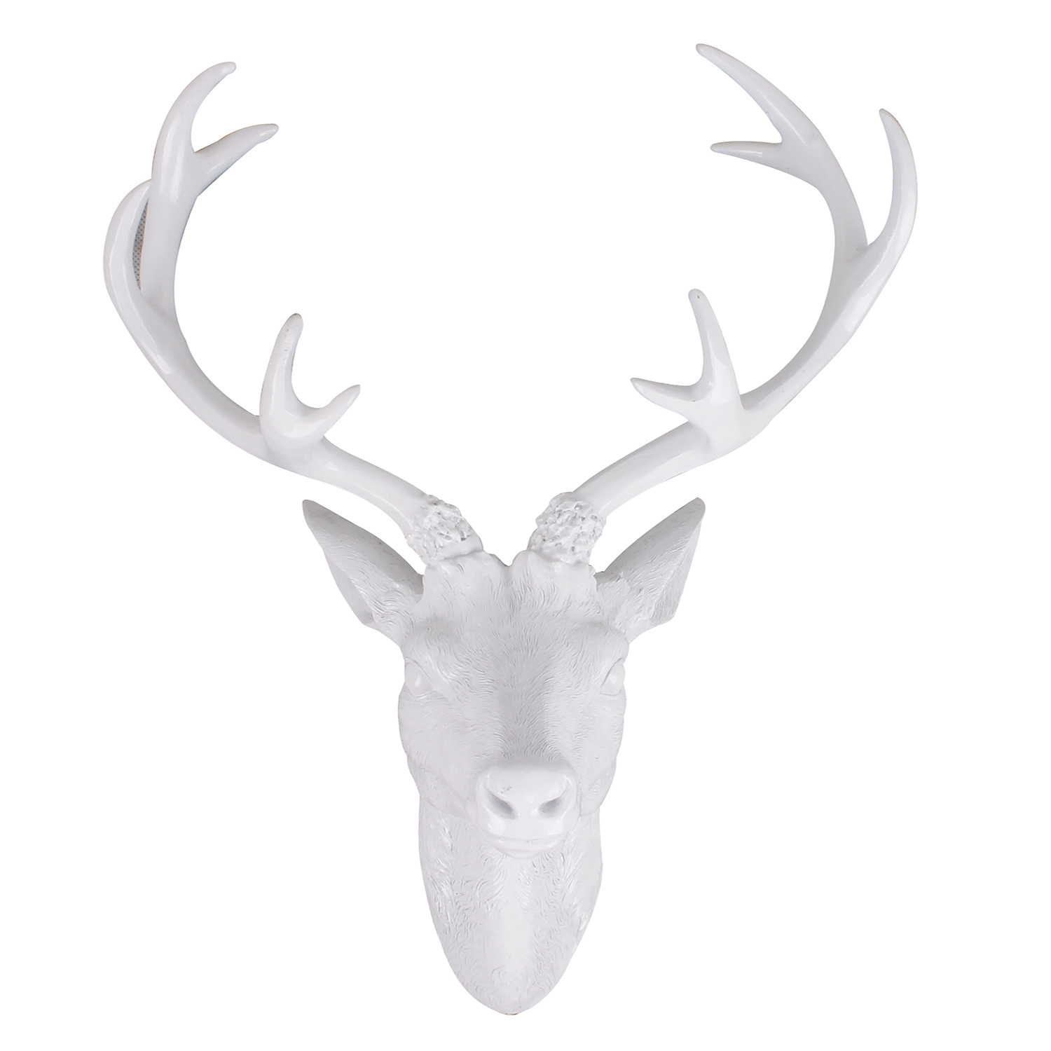 Hirschkopf Wand Deko Jagd Geweih Hirschgeweih Silber Optik 10 Ender 60x51 cm