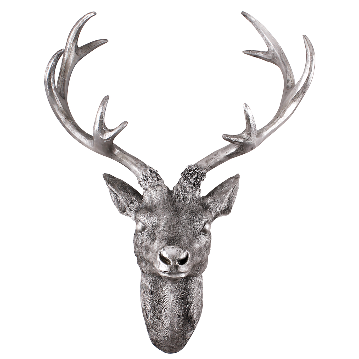 XL Hirschgeweih Geweih Hirschkopf 10-Ender 30x18x40cm Figur Skulptur Weiß
