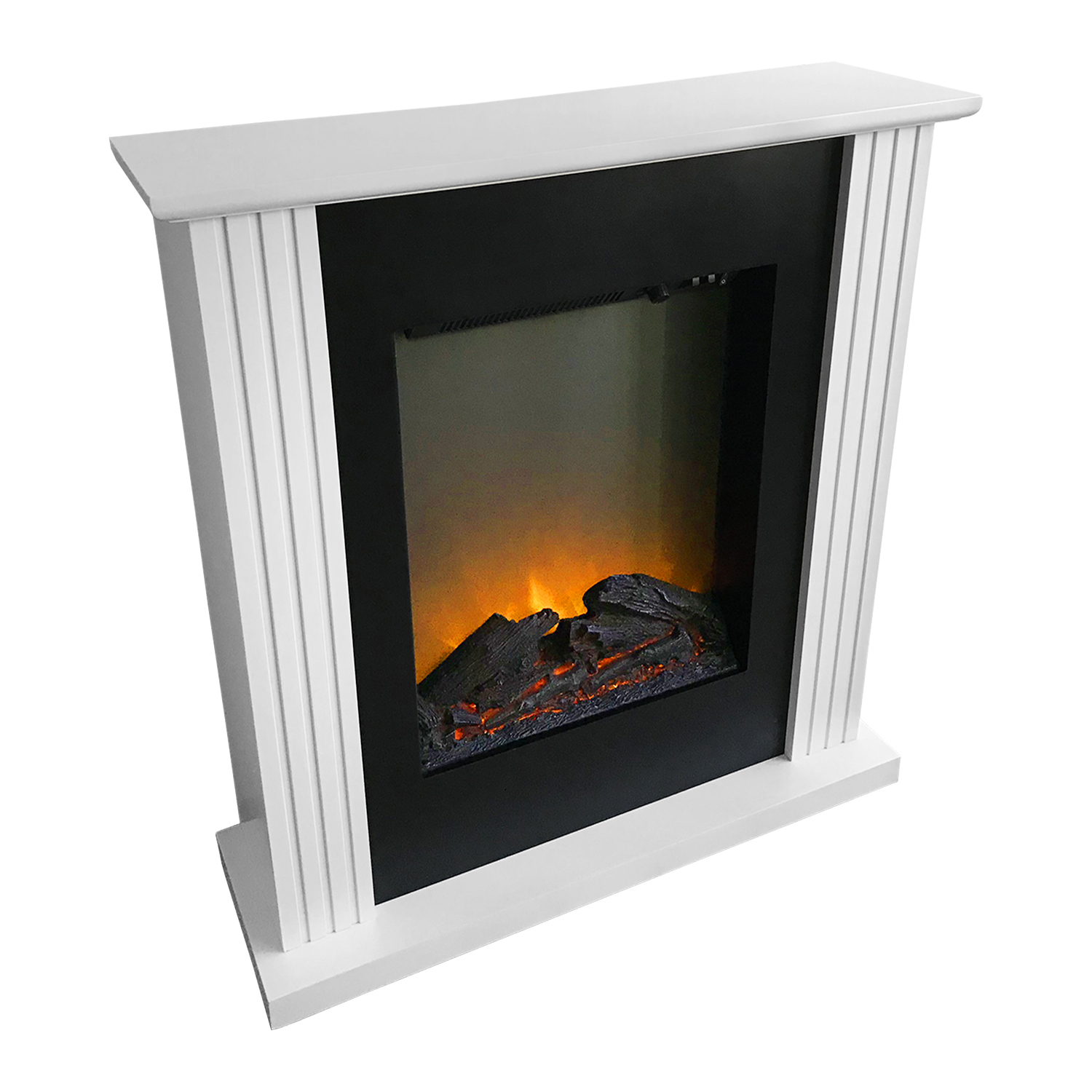 Luxus LED Elektrokamin + Kaminumrandung + Heizung 2000W + Gratis