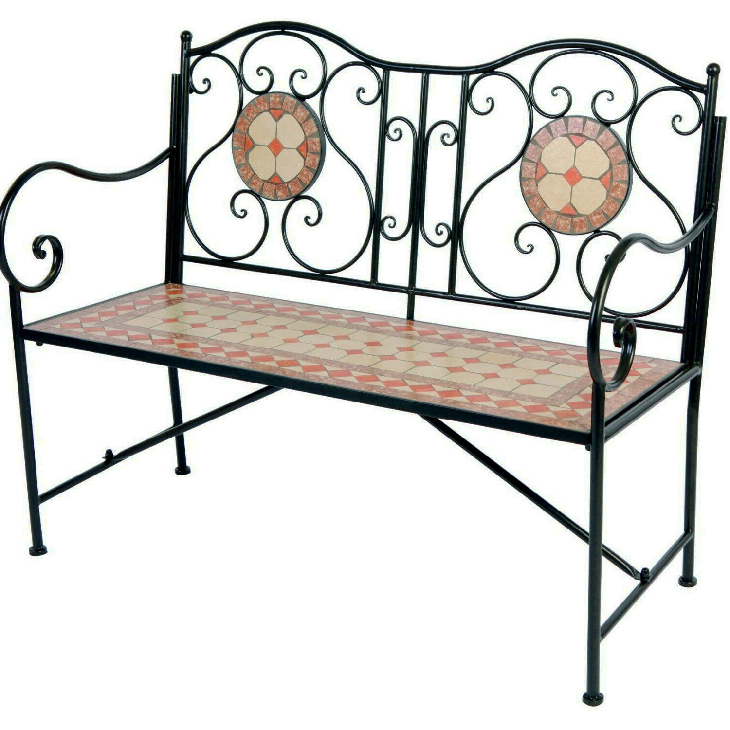 Eisenbank Design Mosaik Gartenbank Parkbank Mosaikbank Keramik