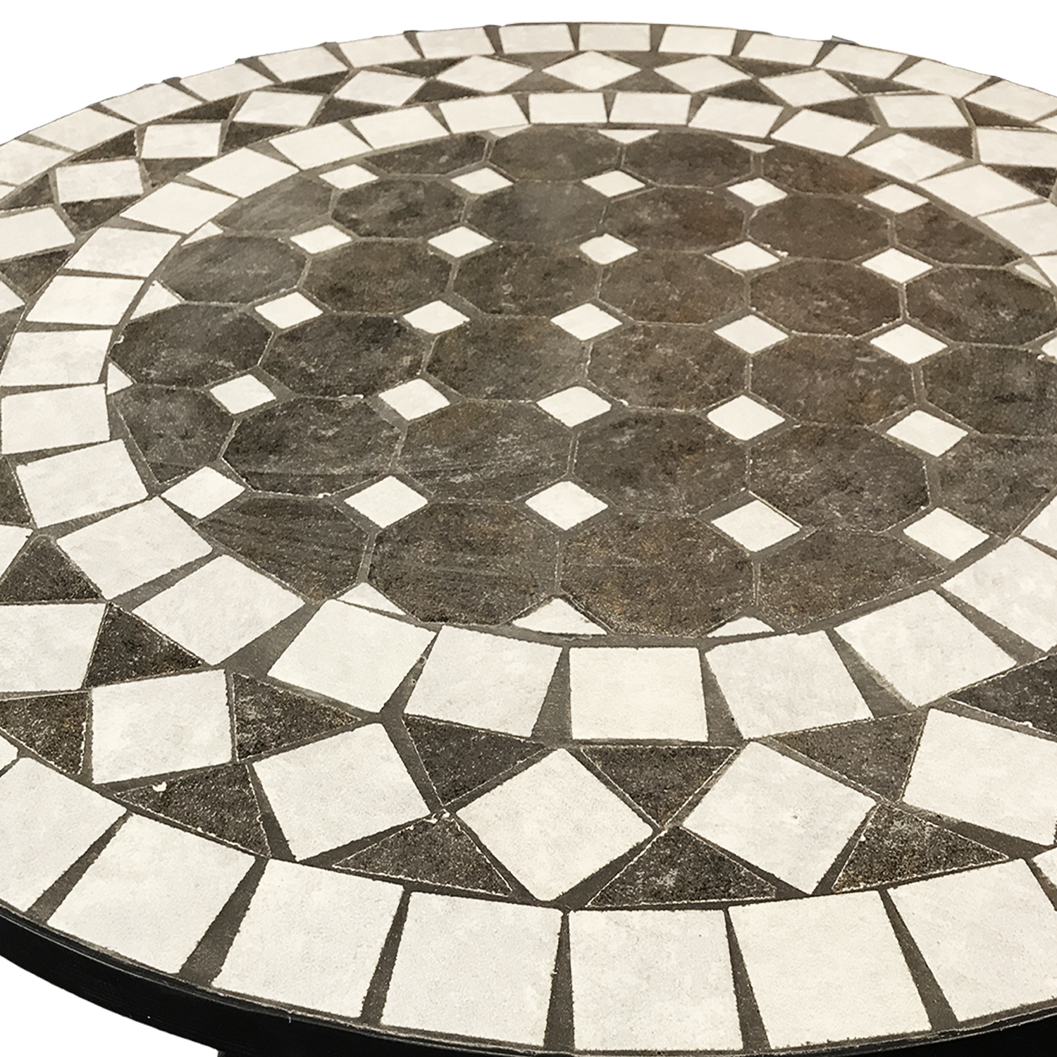 Edler Mosaiktisch Kreis-design Gartentisch Bistromöbel Bistrotisch grau
