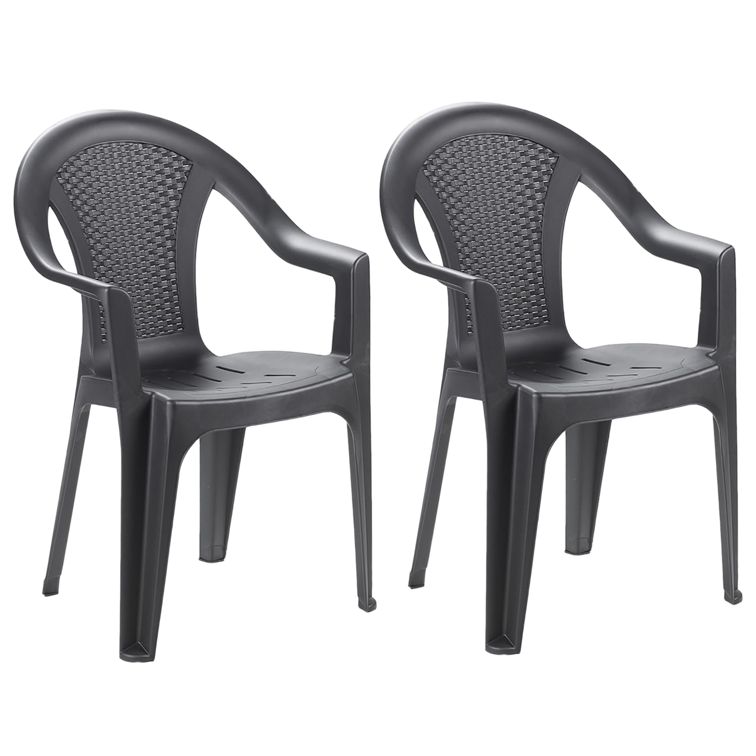 2er Set Gartenstühle Stapelstuhl Bistrostuhl Kunststoff Rattan-Optik