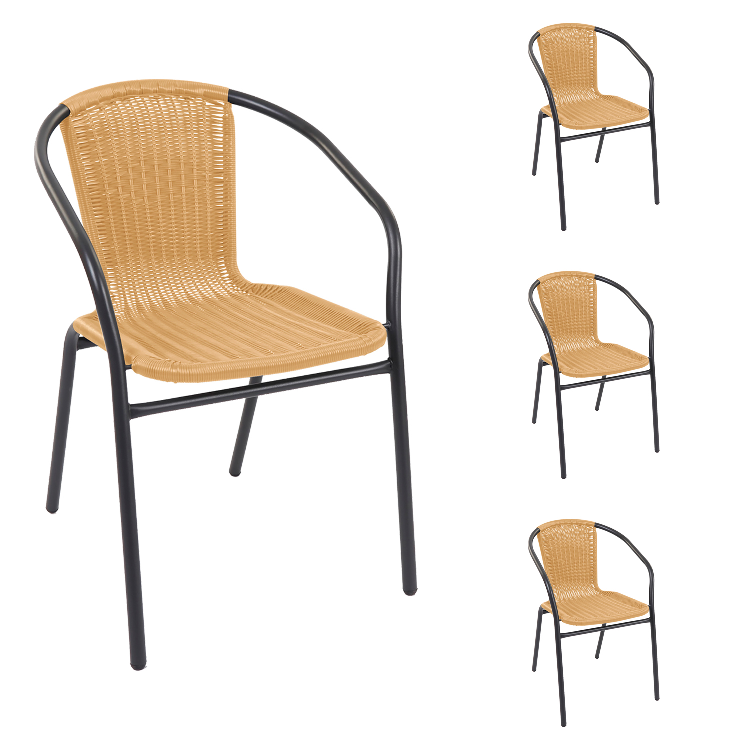 Rattan Stapelstuhl Bistrostuhl Gartenstuhl Anthrazit Beige 1-2-4-6-8-10